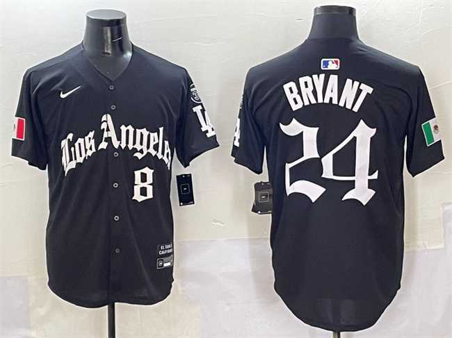 Men%27s Los Angeles Dodgers Front #8 Back #24 Kobe Bryant Black Mexico 2025 LA Gothic Style With Fernando Patch Vapor Premier Limited Stitched Jersey->los angeles dodgers->MLB Jersey
